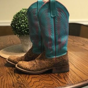 Anderson Bean Turquoise and Brown Western Boots